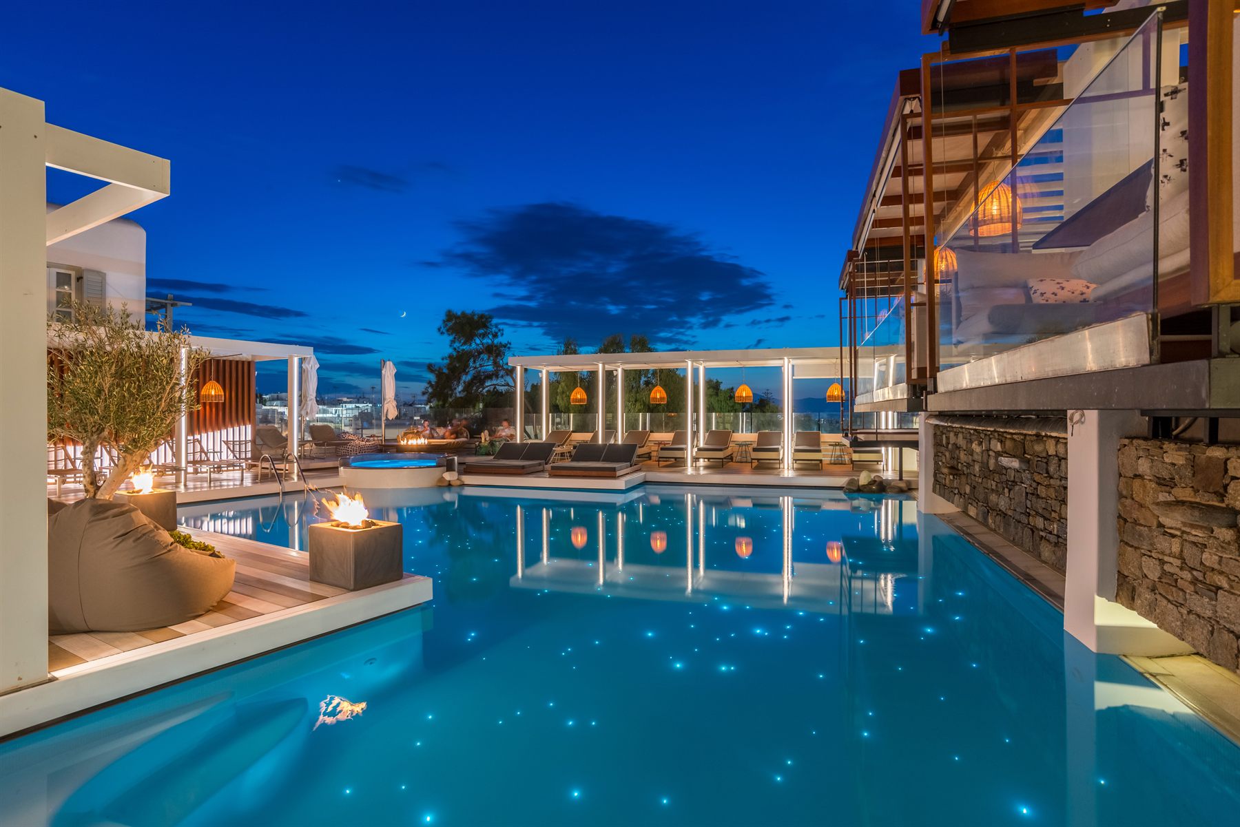 Krama star-lit pool glowing at night